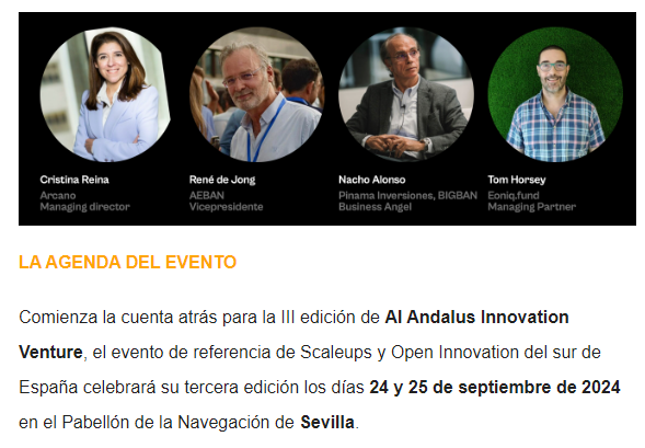 tomhorsey's tweet photo. Mira en que buena compañia me encuentro como ponente de Al Andalus Innovation Venture a finales de este mes!! Mis grandes amigos y compañeros de inversión: René, Nacho y Cristina! https://t.co/9bIvSFqYMJ