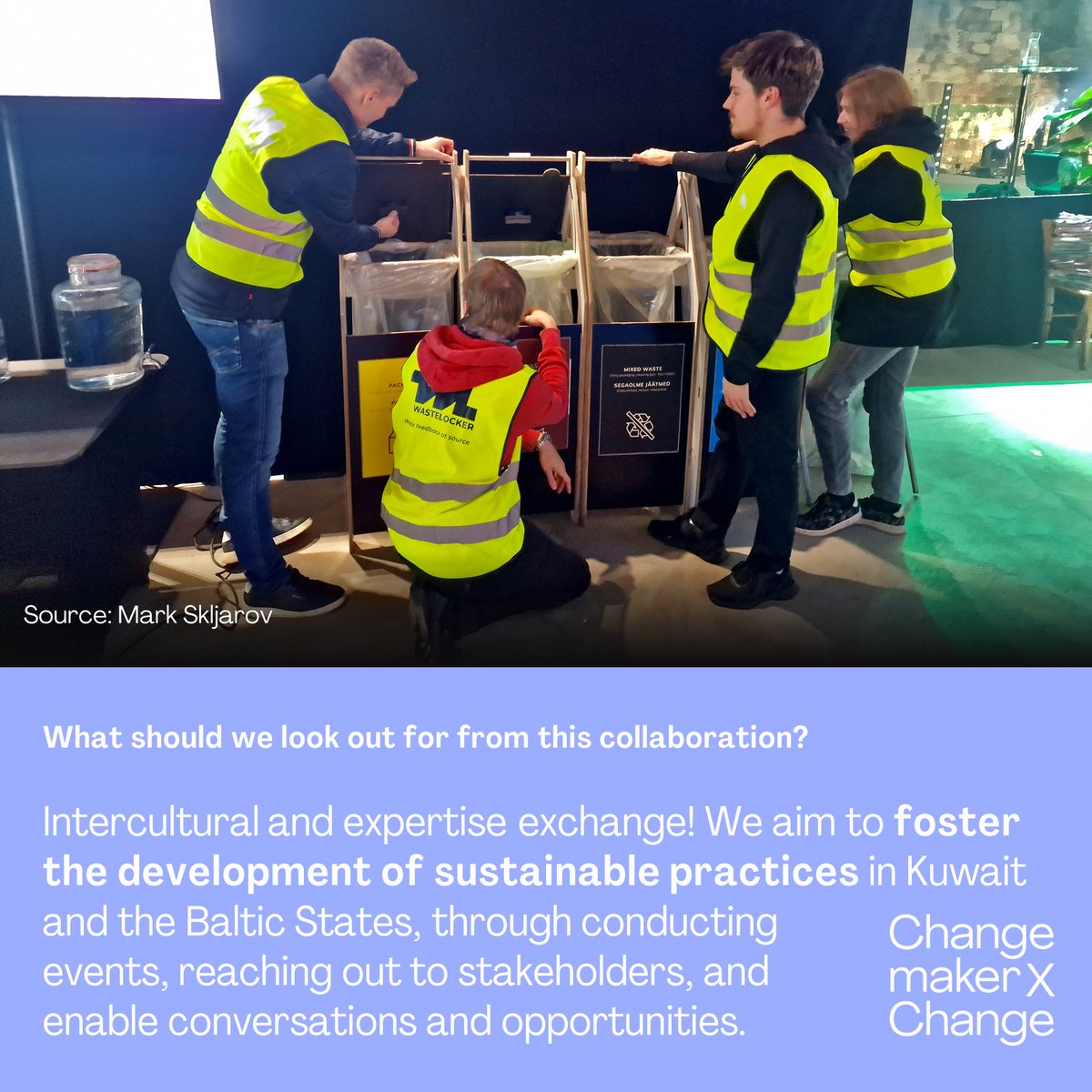 At ChangemakerXchange, we love seeing dynamic collaborations emerge from our community!

The recent partnership between our members Mark Skljarov, founder of WasteLocker, and Mariam Alsaad, founder of AlManakh, showcases the power of shared goals and visions in enhancing