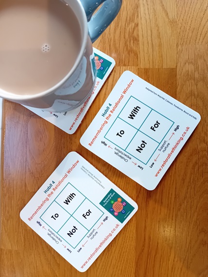 Re__Thinking's tweet photo. Coasters helped a challenging conversation along this morning, and we now have an agreed way forward! 👌🏾#RestorativePracticeAtWork @PSCommissioner @DrJessTaylor @Mental_Elf @EmergMedDr @HelenBevan @RohitSagoo @JustineMusiime https://t.co/jaakyLljvE