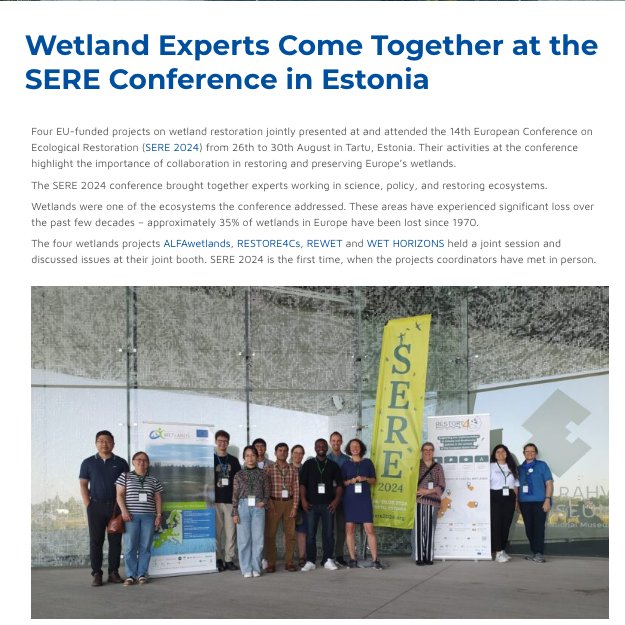 WET HORIZONS (@wethorizons) on Twitter photo We have joined forces with our sister projects <a href="/ALFAwetlands/">ALFAwetlands Project</a> , <a href="/RESTORE4Cs/">RESTORE4Cs</a> and <a href="/REWET_HE/">REWET_HE</a> at #SERE2024 in Tartu 🇪🇪, co-chairing a session and exchanging experiences. Read in our press release why this collaboration is so important:
wethorizons.eu/wetland-expert…
<a href="/SER_Europe/">SER Europe</a> We have joined forces with our sister projects <a href="/ALFAwetlands/">ALFAwetlands Project</a> , <a href="/RESTORE4Cs/">RESTORE4Cs</a> and <a href="/REWET_HE/">REWET_HE</a> at #SERE2024 in Tartu 🇪🇪, co-chairing a session and exchanging experiences. Read in our press release why this collaboration is so important:
wethorizons.eu/wetland-expert…
<a href="/SER_Europe/">SER Europe</a>