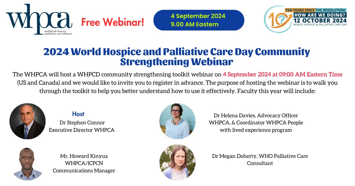 Join us tomorrow Wednesday 4 September 2024 at 09:00 AM Eastern Time (US and Canada) for a free WHPCD community strengthening toolkit webinar. We would like to invite you to register in advance. Here is the registration link ow.ly/ciZ950T1VIS