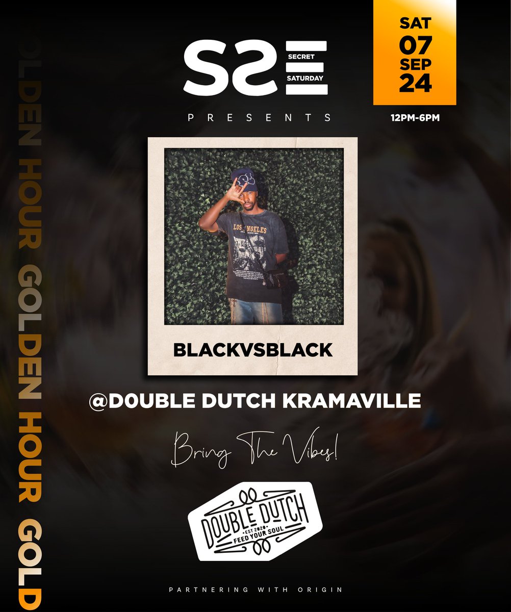 EventsSaturday's tweet photo. Golden hour at Double Dutch Kramerville is about to be lit!🥂

Mark your calendars and get ready to dance the night away with this incredible Lineup…There's still more:

@djrileybsa
Plain Jane
BlackvsBlack

#goldenhour #kramerville #dj #music #party #eventplanner #secertsaturday https://t.co/C78nlSIx3W