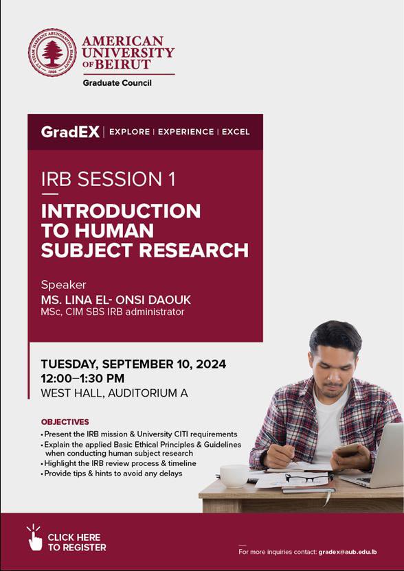 For graduate students, who started to work on their thesis, don’t miss to register for the IRB session 
Link below :
forms.office.com/pages/response…