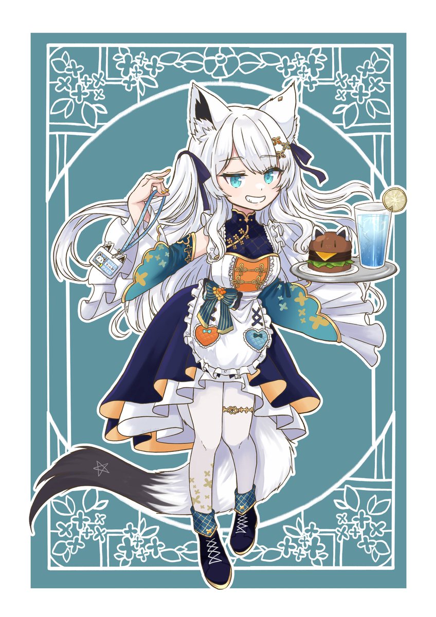 mod_uku's tweet photo. フブキングダムの喫茶店員じゃい🦊☕️
#絵フブキ  

腰のリボンの位置が違うのは、どうしても描きたかったという理由で反対側にきています(ง ˙˘˙ )ว https://t.co/4INsx5JN3E
