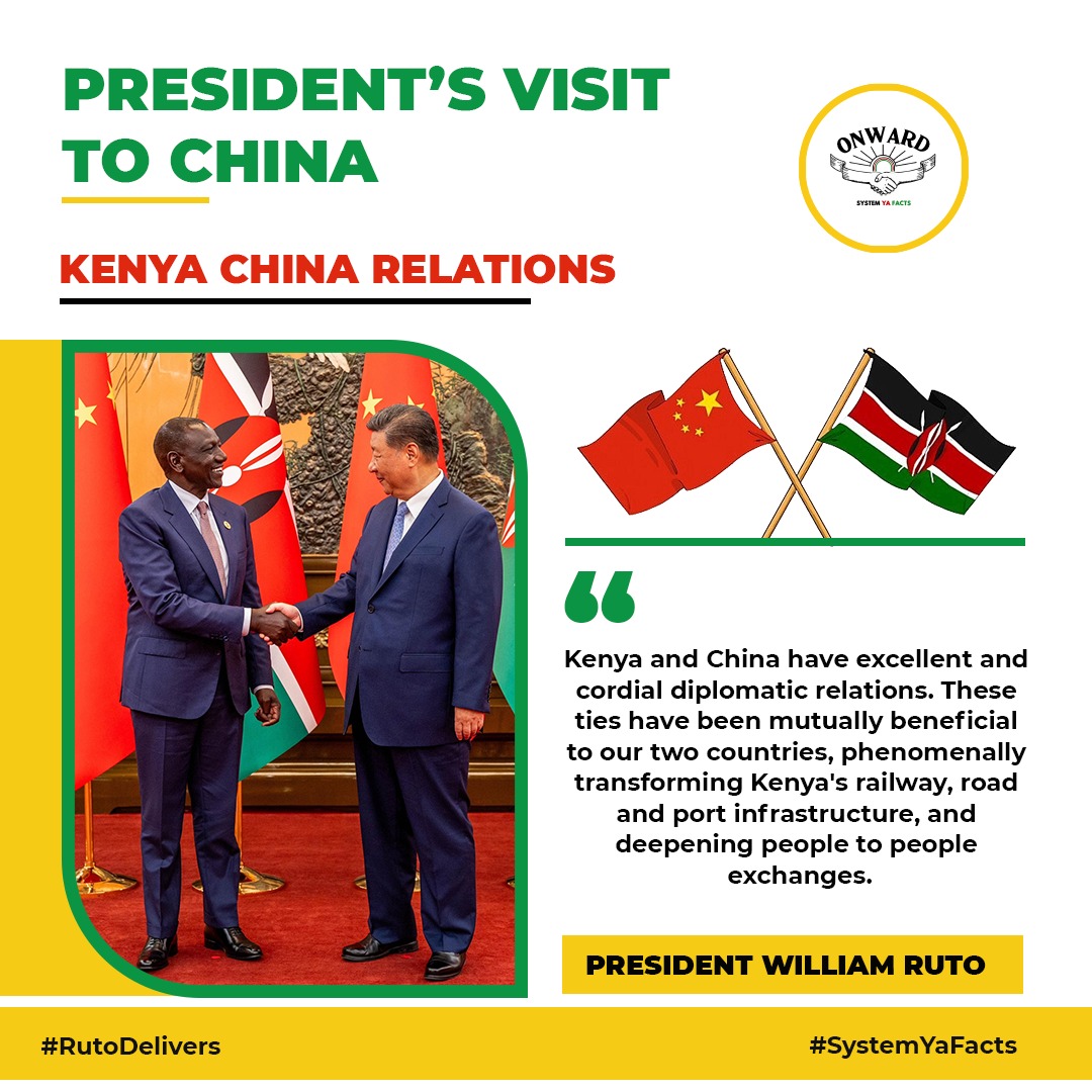 Kenya and China enjoy strong and cordial diplomatic relations. These ties have been mutually beneficial, leading to significant transformations in Kenya's infrastructure, particularly in the railway, road, and port sectors. Great growth is a guarantee. 

#RutoInChina