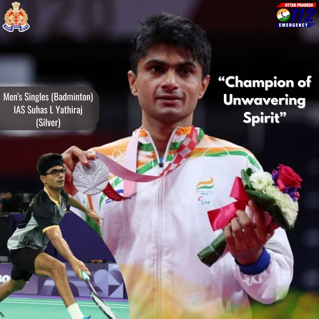 Uppolice's tweet photo. "Smashing His Way to Glory"

Congratulations to IAS Suhas Yathiraj ( UP Cadre) for clinching the 🥈 medal in Badminton Men’s Singles (SL4) at #Paralympics2024.

Making #UP proud! 

#Silver
#SuhasLalinakereYathiraj
#ParisParalympics2024 https://t.co/2QPRBbv0m8