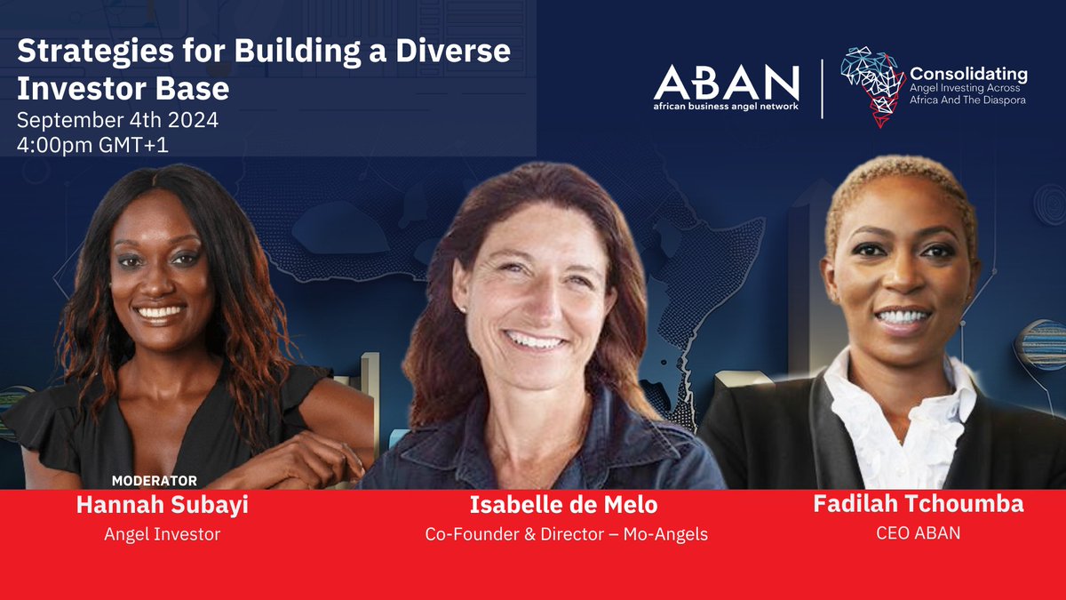 📢 Happening Tomorrow!

Join Mo Angels Co-founder Isabelle de Melo, alongside <a href="/FadilahTchoumba/">Fadilah Tchoumba</a>, in this insightful session moderated by <a href="/KSubayi/">Hannah Subayi K.</a> - a great session for anyone passionate about driving inclusivity &amp; shaping the future of investment.

 🔗👉 bit.ly/4c6S2wX