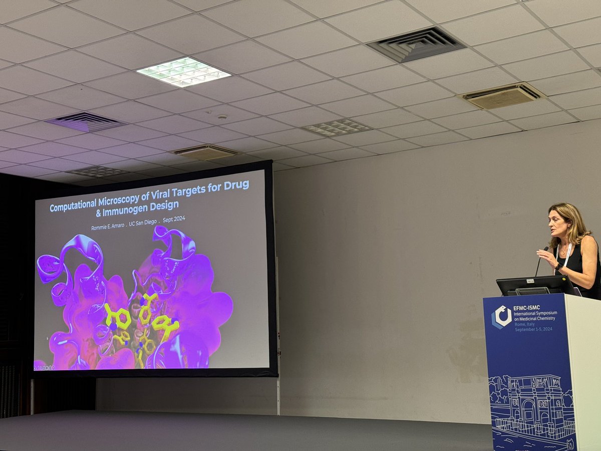 📣Starting Session 10: “Computational Chemistry and Computational Biology in Drug Discovery” in Room Pantheon chaired by Dr Marco DE VIVO with a lecture from Prof. Rommie AMARO on “Computational Microscopy of Viral Targets for Drug &amp; Immunogen Design” #EFMCISMC24 #MedChem
