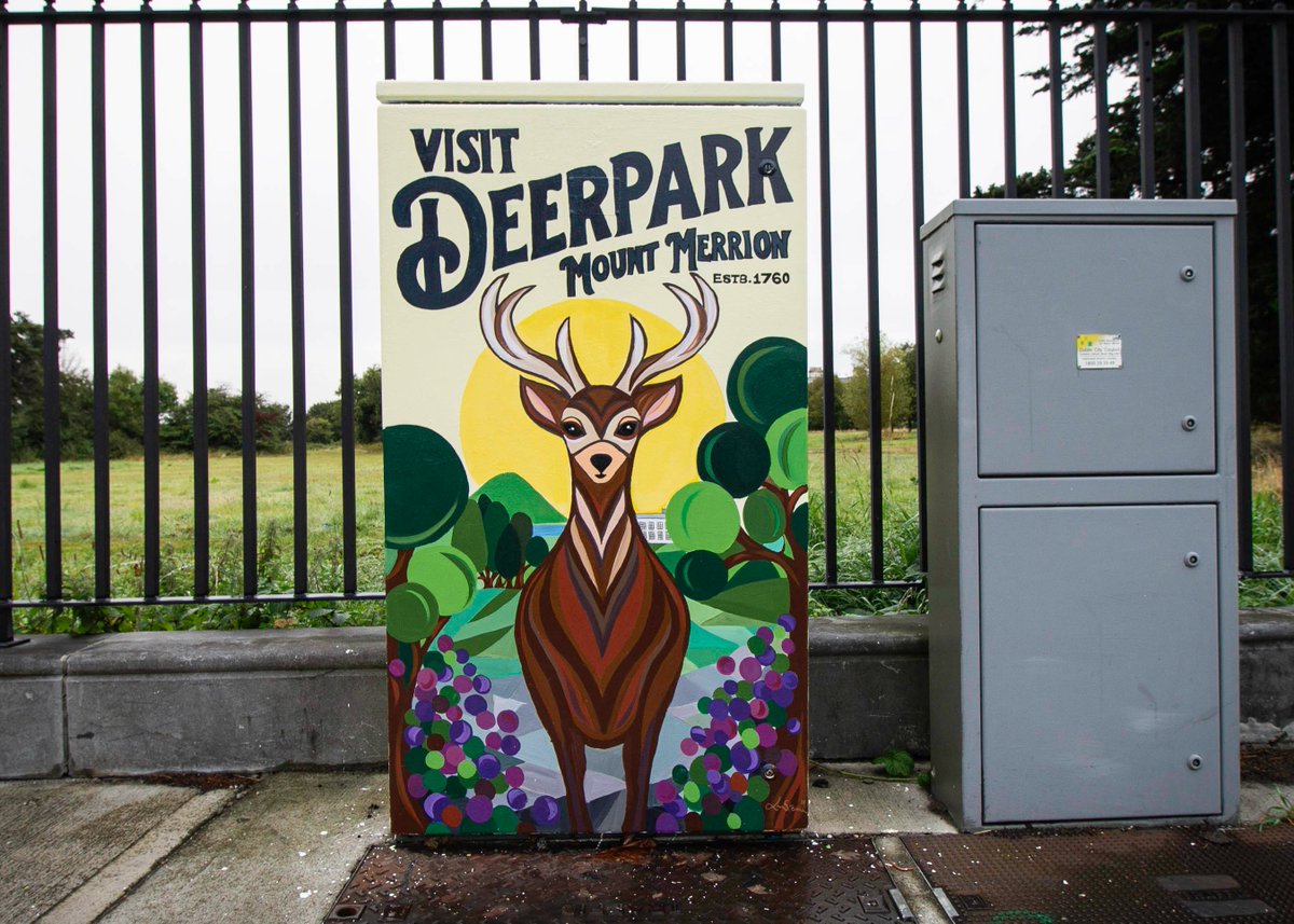 DublinCanvas's tweet photo. Wonderful new artwork ‘Visit Deerpark’ by Solicitor-turned-artist Laura Steerman @UltrasoundArt Artwork located at Stillorgan Road /Foster Avenue, Mount Merrion, Dublin @dlrcc @dlrArts https://t.co/GADnSVI2Zy