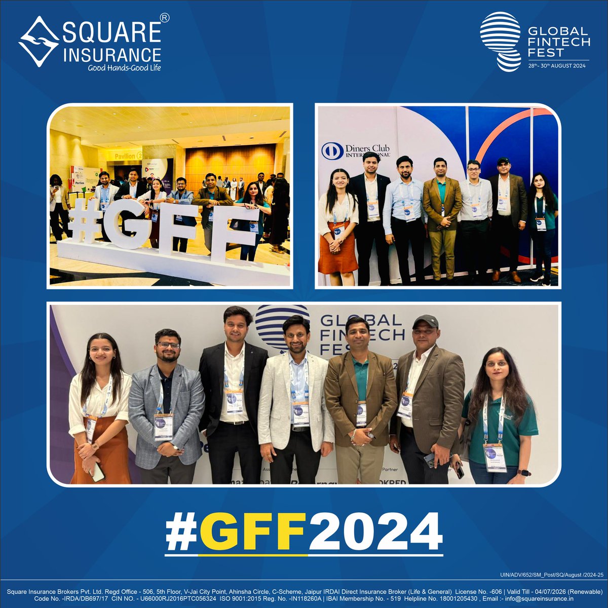 its_rakeshkumar's tweet photo. Thrilled to have experienced the energy and innovation at #GlobalFintechFest2024 in Mumbai! The future of Insurtech &amp; Fintech is bright, and it was inspiring to connect with experts shaping the industry. Proud to lead Square Insurance into this era! https://t.co/FztCIbnMag