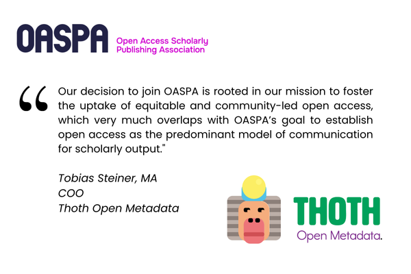 Read our latest interview with member <a href="/Thoth_metadata/">Thoth (@Thoth_metadata@hcommons.social)</a> on their reasons for joining OASPA's community: bit.ly/interviewwithT…
Find out about membership at oaspa.org/membership/mem……
Support OASPA's work if you are not an OA Publisher: bit.ly/Support-OASPA
#openaccess #OA