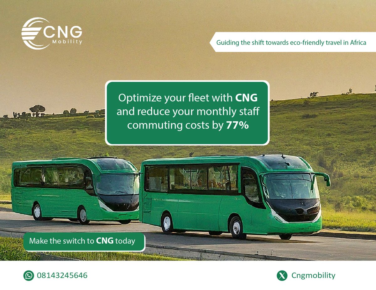 Cngmobility's tweet image. Reduce costs, boost sustainability! Switch your fleet to CNG and save up to 77% on monthly commuting expenses. Let’s go green together! 
#CNGSolutions #SustainableTransport #EVs #ElectricVehicles #Sustainability #Innovations #Technology #staff