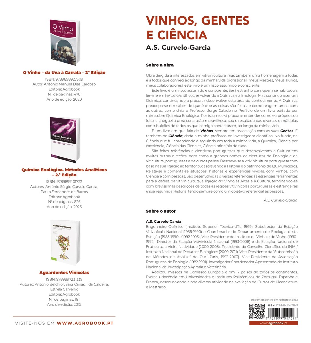 Apresentação do Livro “Vinhos, Gentes e Ciência”
3 OUTUBRO 2024 no Salão Nobre do Instituto Superior de Agronomia
Mais informações em: 
isa.ulisboa.pt/vida-no-isa/de…