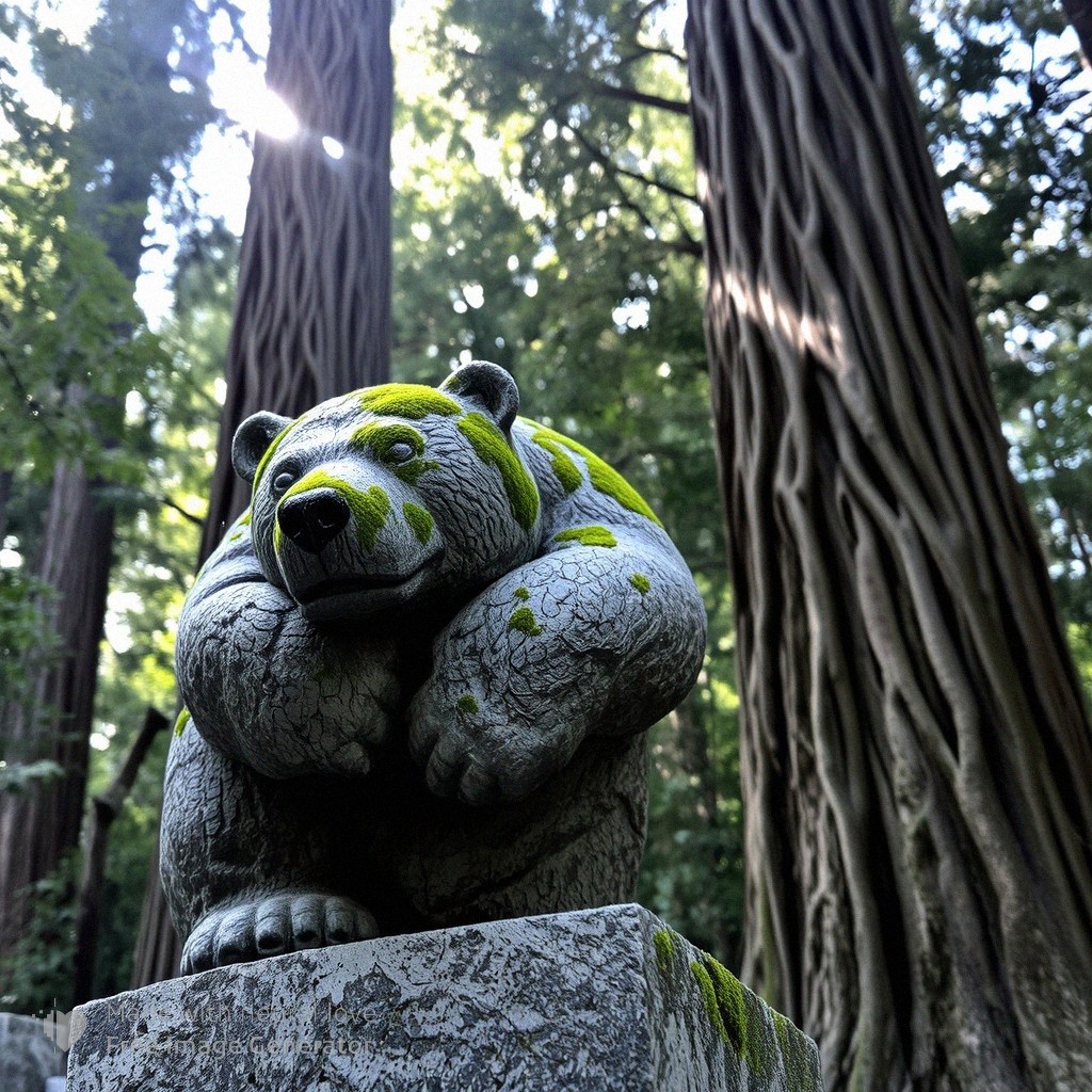 UncomfortLogic's tweet photo. #ai #aiArt #aiArtWork #BearStatue #AncientForest #StoneCarving #NaturalisticArt #MossCovered #LifelikeSculpture #HumanLikePose #MysticalAtmosphere #SunlitCanopy #HiddenFigure https://t.co/kwxPWRd00T