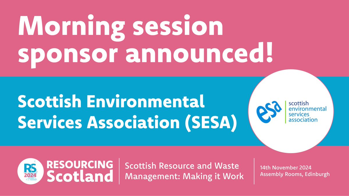 ResourcingScot's tweet photo. A huge✨thank you✨to the Scottish Environmental Services Association (SESA) for sponsoring the morning session at this year's Resourcing Scotland conference 🏴󠁧󠁢󠁳󠁣󠁴󠁿

Book your ticket now to join us on the day 👇

https://t.co/fBZ7pwQNwl

@ESA_tweets @SESA_tweets https://t.co/SfkQMssaN7