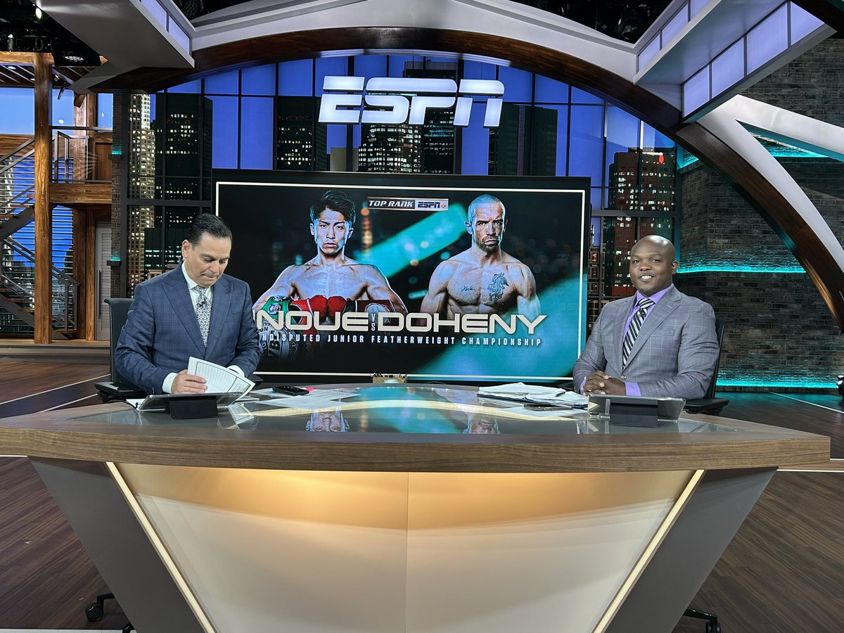 Bernardo Osuna (@osunaespn) on Twitter photo Tell us if you woke up early or pulled an all-nighter to watch <a href="/trboxing/">Top Rank Boxing</a> on <a href="/ESPNPlus/">ESPN+</a> world title double header headlined by <a href="/naoyainoue_410/">井上尚弥 Naoya Inoue</a> vs <a href="/TjDoheny/">TJ Doheny</a> live at 5:45 ET/2:45 PT alongside <a href="/Timbradleyjr/">Timothy Bradley Jr.</a> #TheMonster #Inoue #InoueDoheny #espnplus #boxing Tell us if you woke up early or pulled an all-nighter to watch <a href="/trboxing/">Top Rank Boxing</a> on <a href="/ESPNPlus/">ESPN+</a> world title double header headlined by <a href="/naoyainoue_410/">井上尚弥 Naoya Inoue</a> vs <a href="/TjDoheny/">TJ Doheny</a> live at 5:45 ET/2:45 PT alongside <a href="/Timbradleyjr/">Timothy Bradley Jr.</a> #TheMonster #Inoue #InoueDoheny #espnplus #boxing