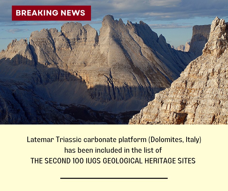 The #Latemar Triassic carbonate platform is among the new list of geological heritage sites released by <a href="/theIUGS/">IUGS</a> 
Prof. <a href="/NereoPreto/">Nereo Preto</a> was one of the promoters of this important geological site in the Dolomites
Find out more: iugs-geoheritage.org