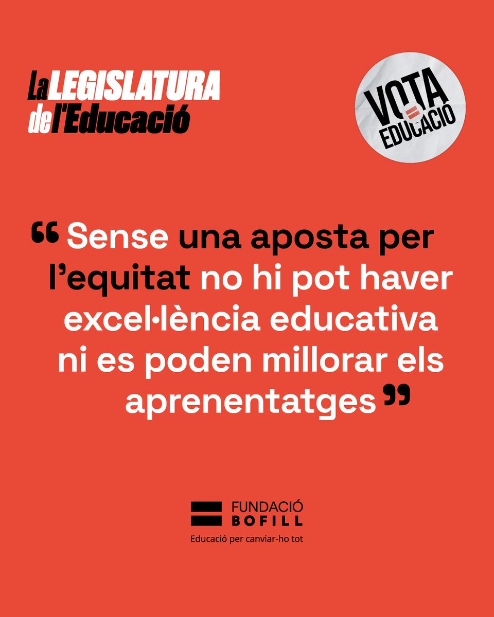 Els països que destaquen en excel·lència educativa, també ho fan en #equitat. 

A Catalunya, urgeix impulsar polítiques ambicioses davant els reptes que limiten les oportunitats d'infants i joves. #VotaEducació

👉🏼 Demanem al nou Govern un compromís clar: fundaciobofill.cat/noticies/funda…