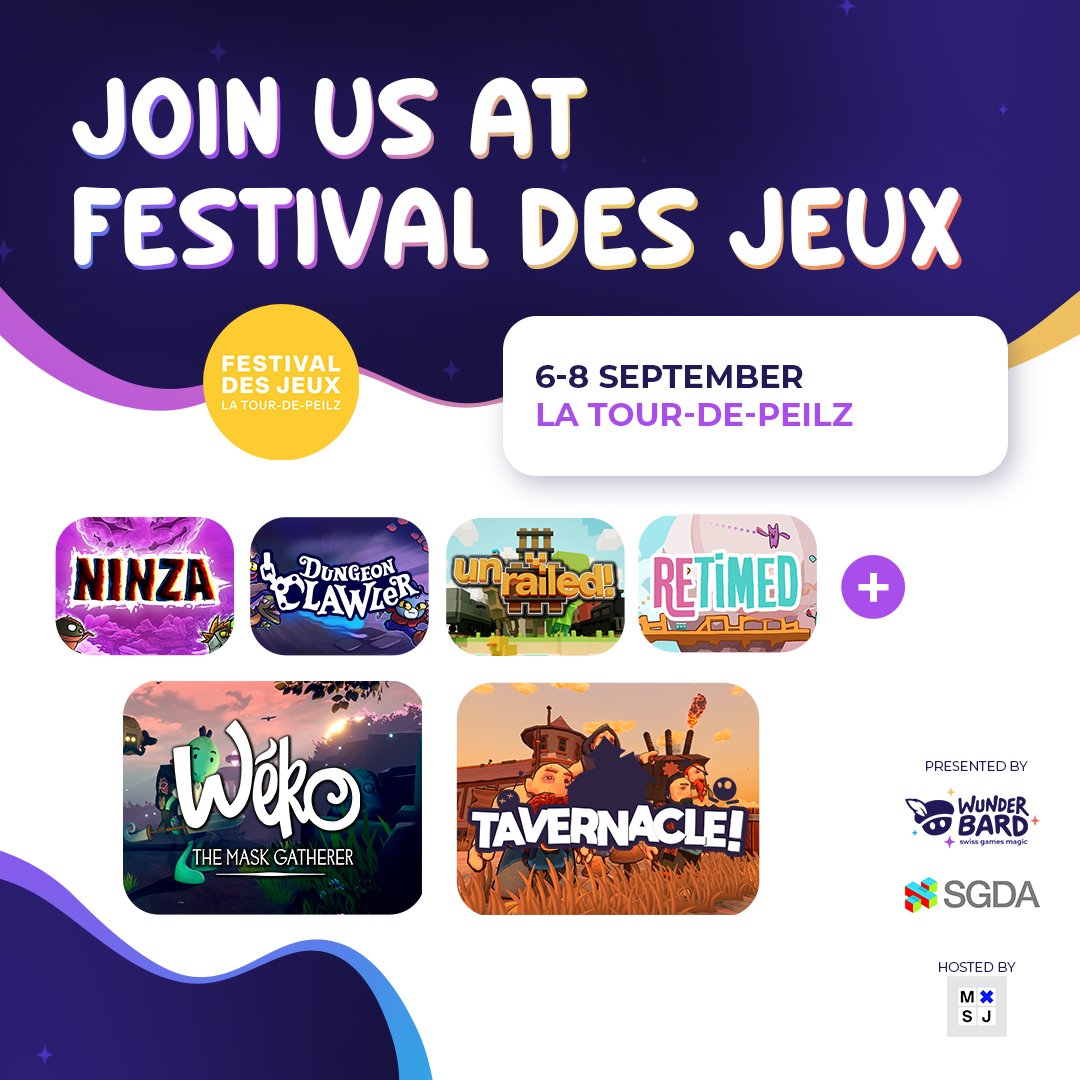 Wunderbard (@wunderbard_ch) on Twitter photo D-3 FESTIVAL DES JEUX
Two games, created by talented teams from Romandie!
Both are exceptional examples of how a game can shine with minimal resources and maximum passion.
Join us this weekend to explore <a href="/Wekoproject/">🐸Wéko ➡ 📍OUT NOW!</a> and #Tavernacle ! D-3 FESTIVAL DES JEUX
Two games, created by talented teams from Romandie!
Both are exceptional examples of how a game can shine with minimal resources and maximum passion.
Join us this weekend to explore <a href="/Wekoproject/">🐸Wéko ➡ 📍OUT NOW!</a> and #Tavernacle !