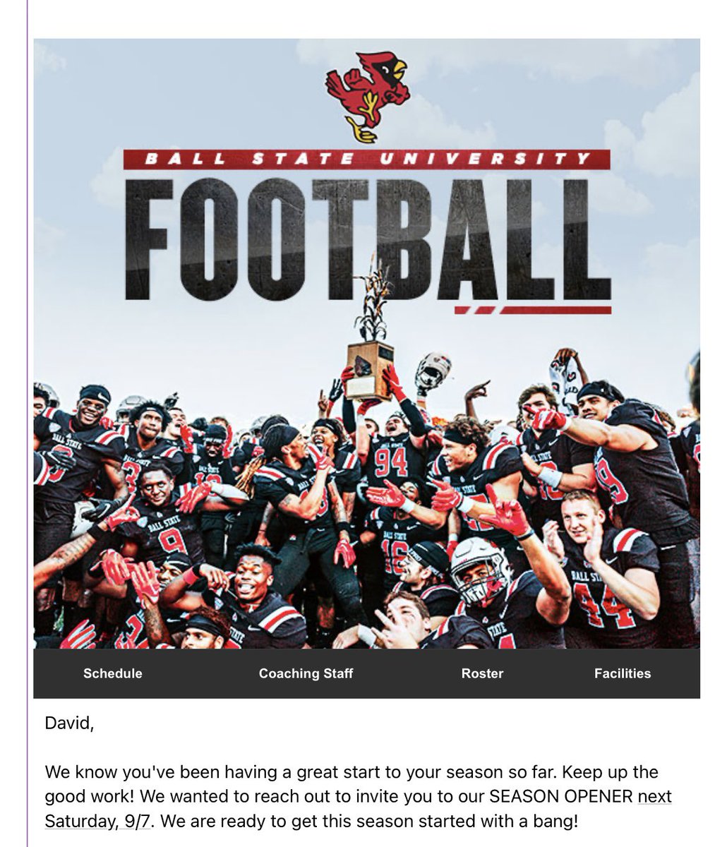 Thank you <a href="/Dkmurray7/">Demetrius Murray</a> for the game day invite looking forward to being there <a href="/BallStateFB/">Ball State Football</a>