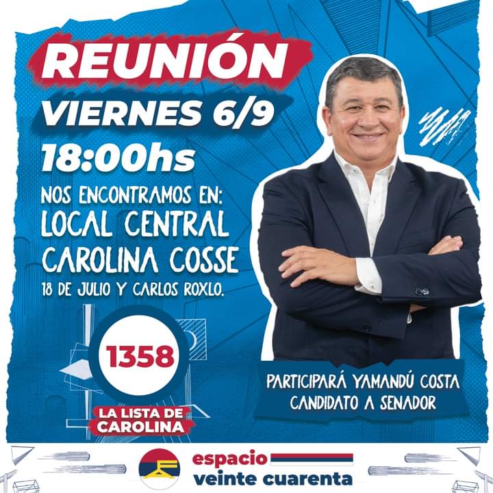 Espacio2040Mvd's tweet image. 🗓️Viernes 6 de Set.
⏰18:00 horas  
📌Local central de Carolina Cosse, en 18 de Julio y Carlos Roxlo.
#SentiteParte
#Espacio2040 
En Octubre votamos la 1358! LA LISTA DE CAROLINA