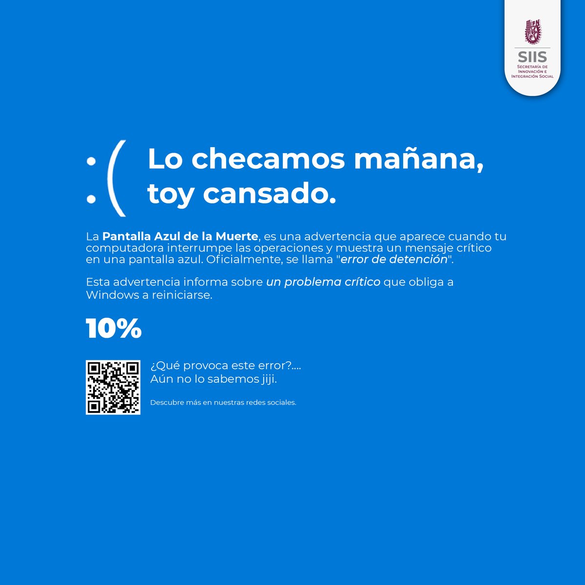 SIIS_IPN's tweet image. ¿Te ha pasado? 😅💻 La temida pantalla azul de la muerte de Windows puede sorprender a cualquiera. ¡Hasta Bill Gates la ha visto! 🤣

Dato curioso: La primera pantalla azul apareció en Windows 1.0 en 1985. ¡Un clásico tecnológico! 🎉

#WindowsFails #PantallaAzul #TechHumor