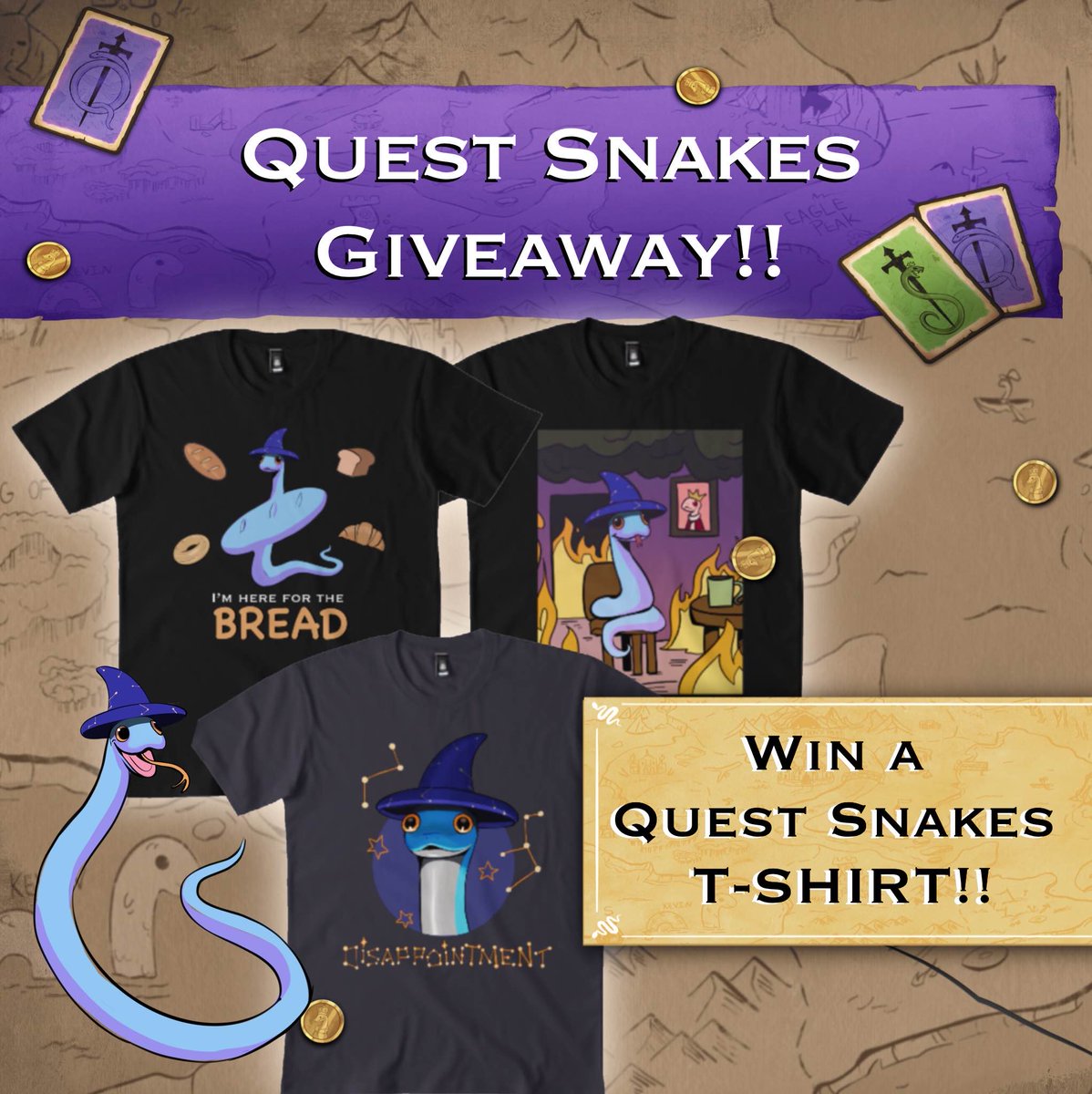 QuestSnakes's tweet image. After getting nearly 350 entries on our last giveaway - we decided we had to run it back. 

This time, we're giving away 3 one-of-a-kind shirts to a follower! Winner announced this Friday, and they will get to pick the shirt design + color. All sizes available.

To enter: 
💚Like…
