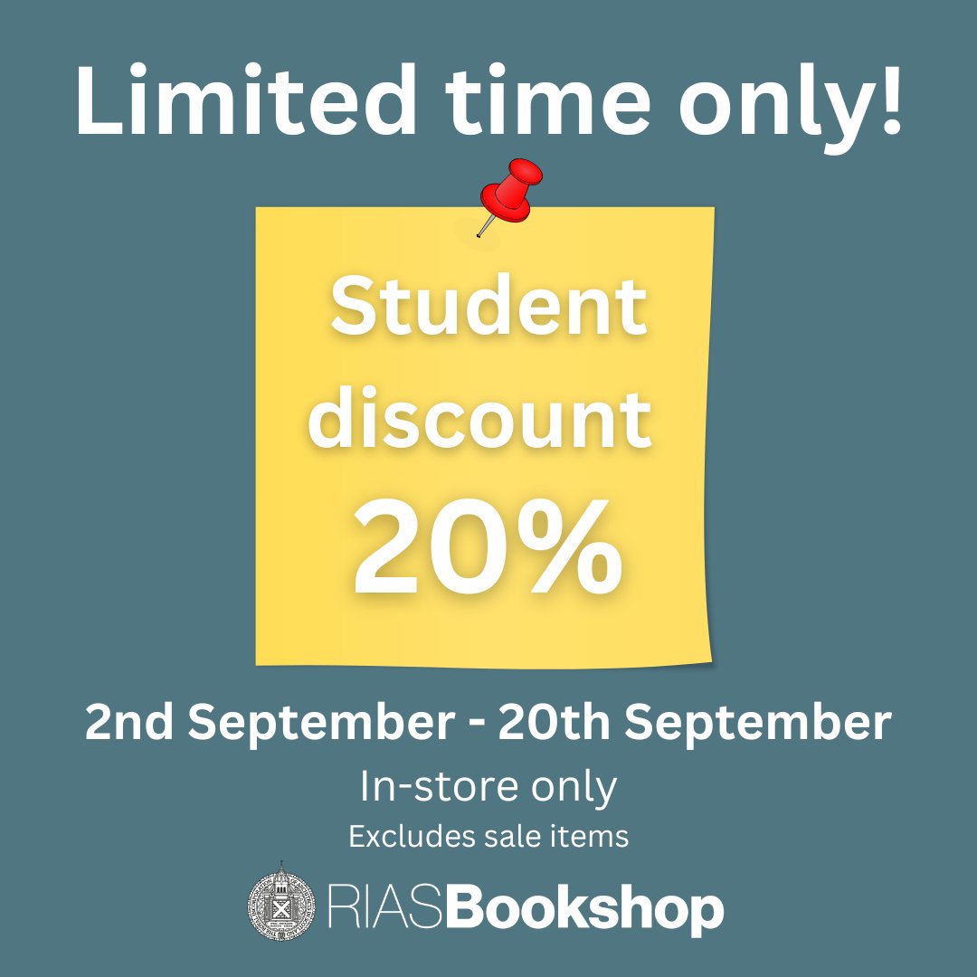 📢 Calling <a href="/eca_edinburgh/">Edinburgh College of Art</a> and <a href="/ESALA_Edinburgh/">ESALA</a> students📢

For a limited time only, we are offering an increased student discount of 20%.

Pop by with your student ID before 20th September and stock up on key texts (or maybe even Christmas gifts...) 📚