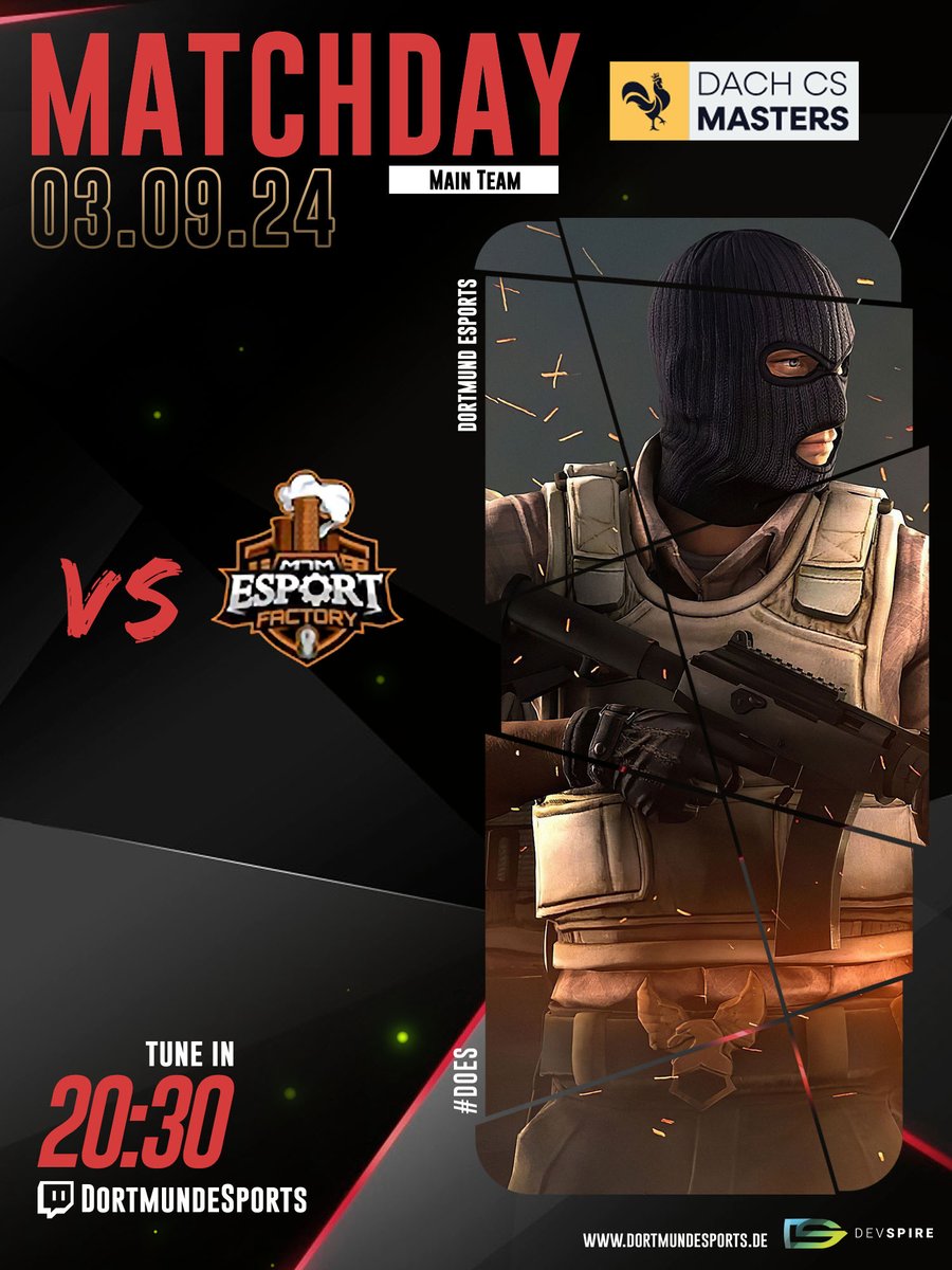 Dortmund eSports (@dortmundesports) on Twitter photo Die neue Saison der <a href="/dachcs/">DACH CS Masters</a> hat gestartet und wir sind auch dabei! 🤝🔥
Heute Abend spielt unser CS2 Team gegen <a href="/EsportFactoryDE/">Esport Factory</a> in Division 3.
Wir drücken die Daumen und hoffen auf die ersten Punkte ✨
Auch allen anderen Teams wünschen wir einen erfolgreichen Start in die Die neue Saison der <a href="/dachcs/">DACH CS Masters</a> hat gestartet und wir sind auch dabei! 🤝🔥
Heute Abend spielt unser CS2 Team gegen <a href="/EsportFactoryDE/">Esport Factory</a> in Division 3.
Wir drücken die Daumen und hoffen auf die ersten Punkte ✨
Auch allen anderen Teams wünschen wir einen erfolgreichen Start in die