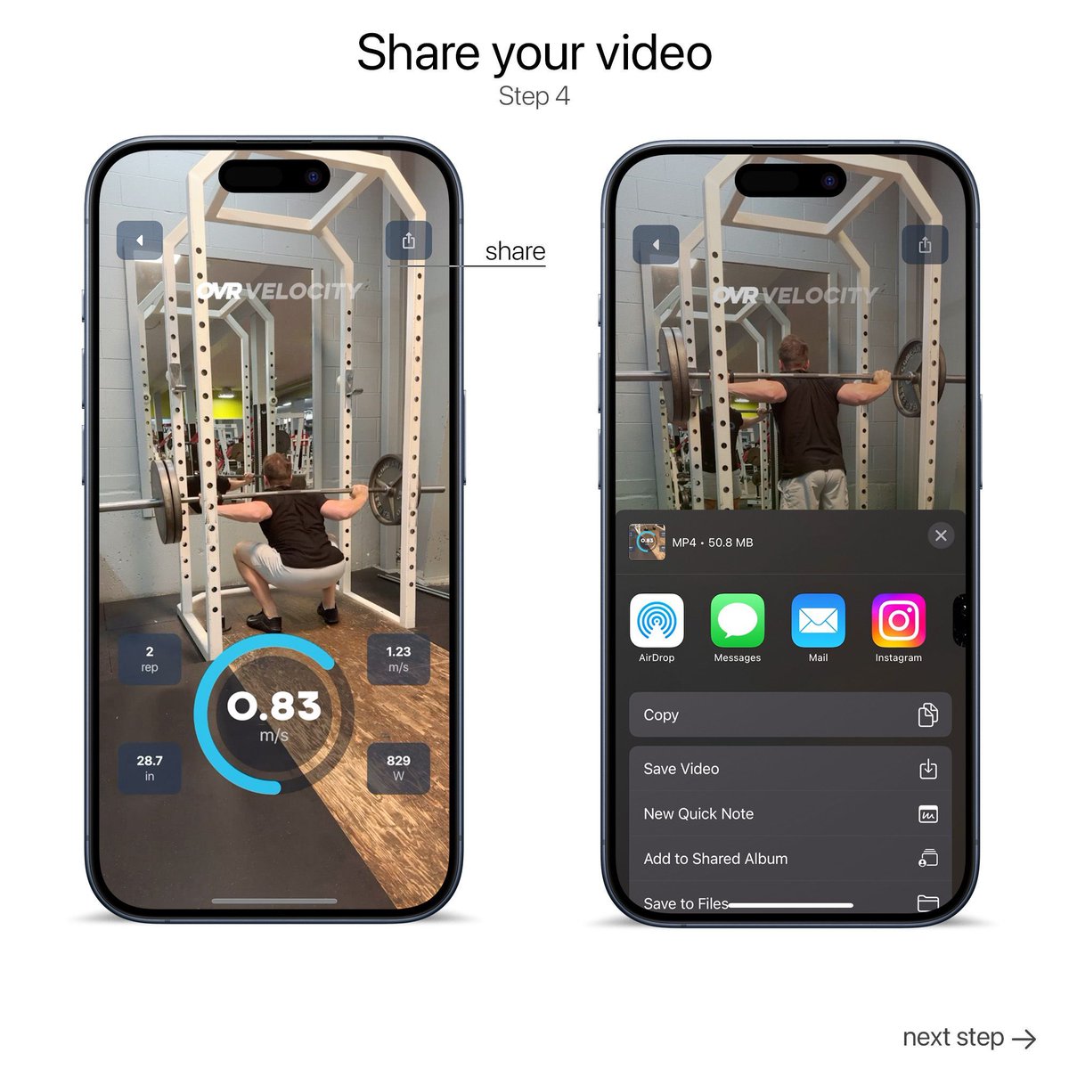 OVRPerformance's tweet image. Don&apos;t be shy, show off your progress with the video overlay in OVR Connect! 

1. Choose your excercise
2. Tap the video icon on the live data screen
3. Press the record button, and long press anywhere to stop recording
4. Save or share your video on social media

#MetricsMadeEasy