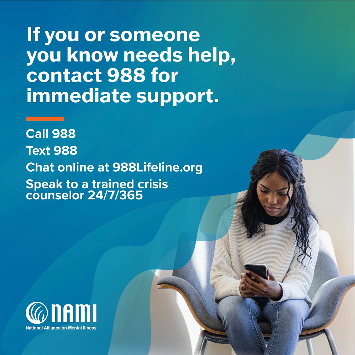 NAMICommunicate's tweet image. It’s #SuicidePreventionMonth, and we want to remind you that you are not alone. If you&apos;re struggling, help is available. Call or text 988, or chat at 988lifeline.org, to connect with someone and get immediate support. 

For additional resources visit:…