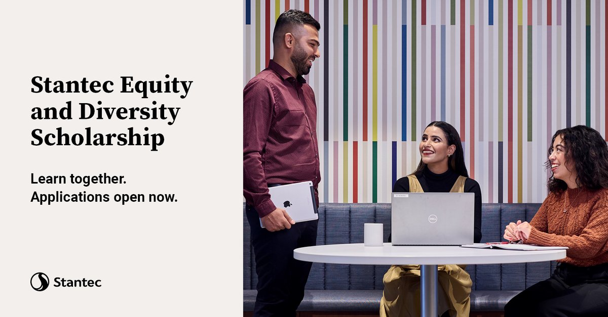 Stantec's tweet image. Applications for the Stantec Equity &amp;amp; Diversity Scholarship officially open today! We're looking for the next generation of STEAM leaders, designers, engineers, scientists, and technologists to apply today. Learn more here: stantec.co/4gaBR4X #StantecTogether #StantecProud