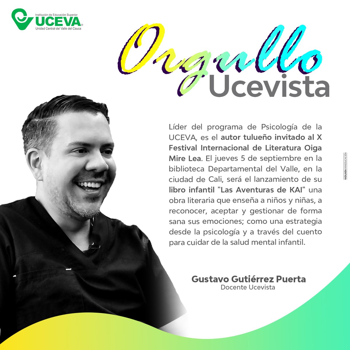 ucevacol's tweet image. 💚En la UCEVA exaltamos la excelencia y dedicación de nuestros egresados, estudiantes y docentes.
En está ocasión nuestro docente Gustavo Gutiérrez Puerta, tiene el privilegio de destacarse en #orgulloucevista 👏