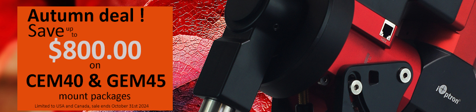 Save 20% on all iOptron CEM40 &amp; GEM45 mounts now until October 31ST! (limited to USA and Canada) #astronomy #Astrophotography