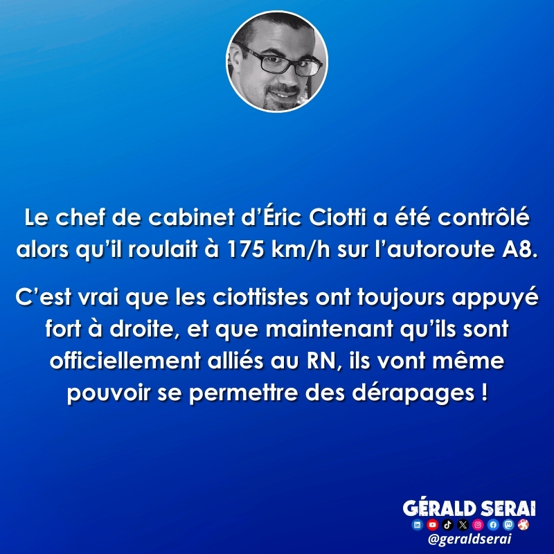 GeraldSerai's tweet photo. #bfn #breakingfakenews #humour #brèves #actualite #ciotti #chefdecabinet #excèsdevitesse
Suivez-moi ! 😜 https://t.co/vCSlFSBFeC