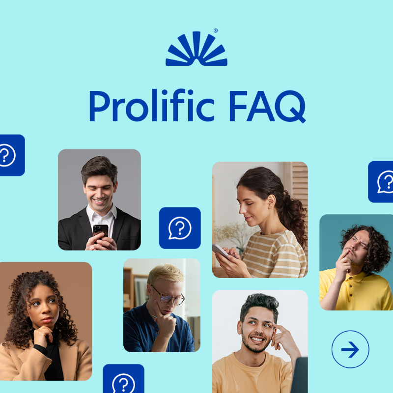 Prolific's tweet photo. Got a question? We’ve got you. 🚀
Our team gets asked plenty of questions at events like @Greenbook #IIEX Europe and @APA Convention earlier this year. Take a look at our #FAQ and let us know what we’ve missed!