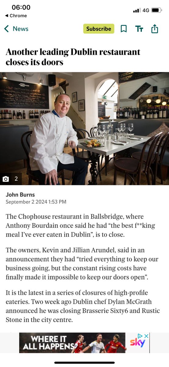 SAMRA - Sandymount & Merrion Residents Association (@samrasandymount) on Twitter photo Sad news for Kevin and his team. Continued success for The Chophouse in Sandymount 👏👏<a href="/the_chophouse/">The Chophouse Ballsbridge</a> Sad news for Kevin and his team. Continued success for The Chophouse in Sandymount 👏👏<a href="/the_chophouse/">The Chophouse Ballsbridge</a>