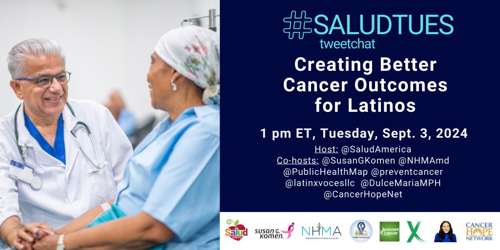 ⏰ #SaludTues in 15 MINUTES! ⏰
How do we elevate the patient’s voice to ensure better cancer outcomes for Latinos? #SaludTues Tweetchat at 1 p.m. ET (9/3)! bit.ly/3YsBlcn