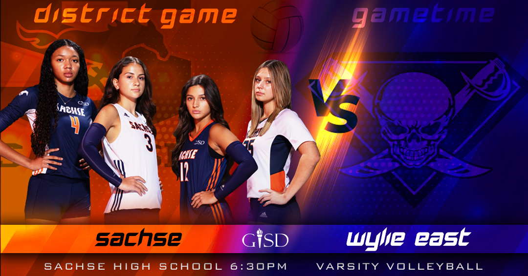It's game day! 
Make sure you show up to support the Mustangs! 🏐🧡💙

Lady Mustangs vs. Wylie East
Date: Tuesday, September 3rd
Time: 6:30 p.m.
Location: Sachse High School