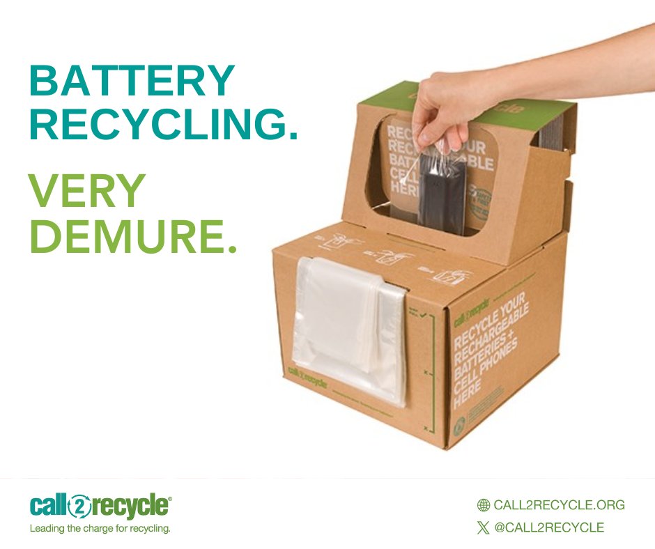Hey fellow Recyclers, are you still feeling #demure? 🌱 We are too, but don’t be modest or reserved in your battery recycling. 🌍

Don’t know your nearest #Call2Recycle drop-off location? Find yours here: bit.ly/3WwO0YH

#Sustainability #BatteryRecycling