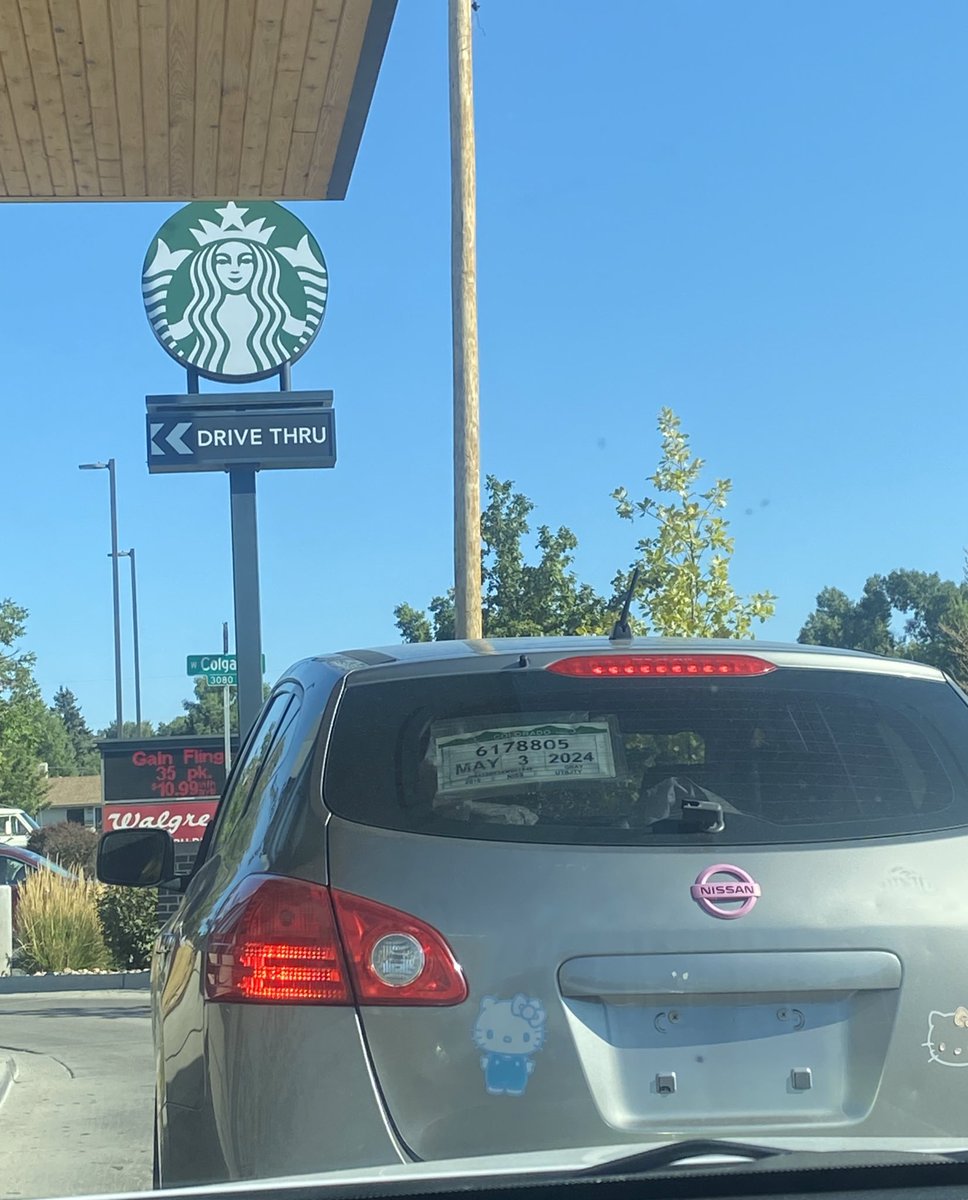 sourpuffgorl's tweet photo. when you have money for Starbucks but not for your car plates. Lmao https://t.co/c3fzQ9TARG