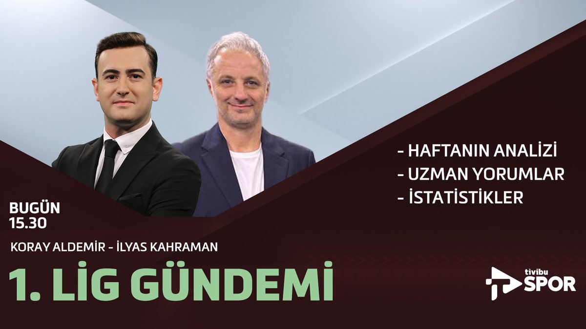 Tivibu Spor (@tivibuspor) on Twitter photo Trendyol 1. Lig'de geride kalan haftayı <a href="/korayaldemir_/">Koray Aldemir</a> ve <a href="/ilyas10kahraman/">İlyas Kahraman</a> 1. Lig Gündemi'nde değerlendiriyor. Trendyol 1. Lig'de geride kalan haftayı <a href="/korayaldemir_/">Koray Aldemir</a> ve <a href="/ilyas10kahraman/">İlyas Kahraman</a> 1. Lig Gündemi'nde değerlendiriyor.