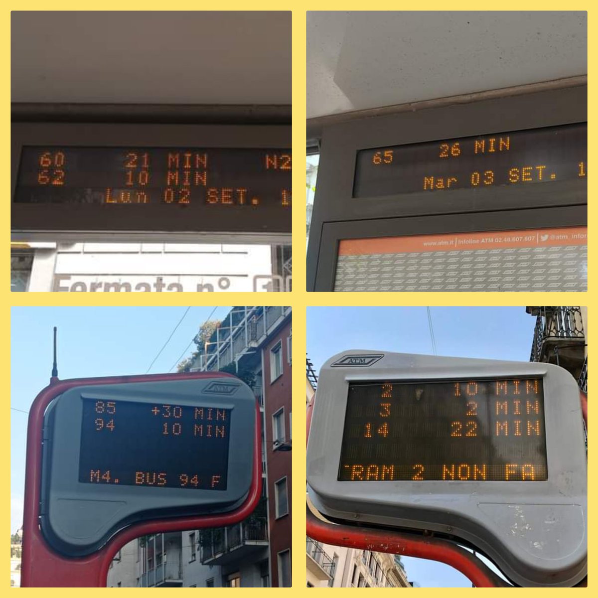 ravedma's tweet photo. @atm_informa ma è ancora in vigore l'orario estivo? Non doveva terminare  il 30 agosto? Come mai questi disservizi lungo le linee di superficie?  Sono ripetuti e relativi a diverse linee quindi sono strutturali e non legati a qualche problema estemporaneo. https://t.co/SubdHWv1yX
