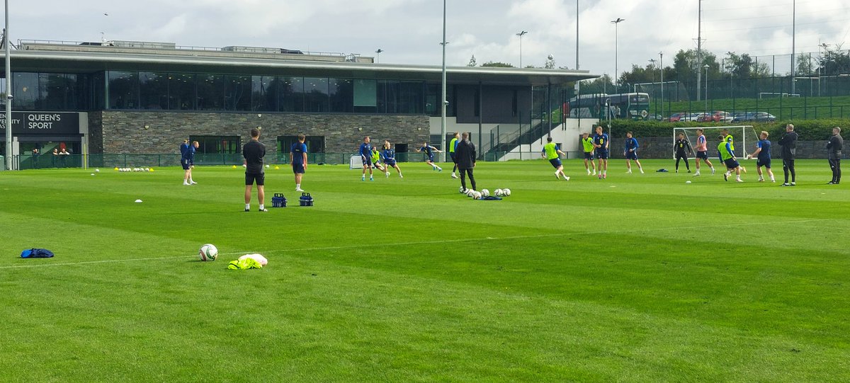 Preparation underway <a href="/QueensSport/">@queenssport</a> Malone Sports Facility for Thursday night's UEFA Nations League match vs. Luxembourg at Windsor Park