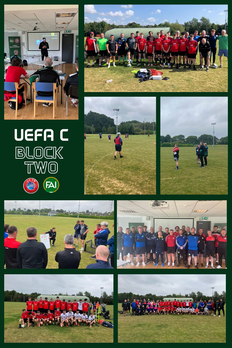 FAICoachDev's tweet photo. 𝗨���𝗙𝗔 𝗖 𝗟𝗶𝗰𝗲𝗻𝗰𝗲 𝗕𝗹𝗼𝗰𝗸 𝗧𝘄𝗼✅

Well done to the coaches who completed block two of the UEFA C Licence in Cork last week. 

Also, a massive thank you to @leesideafc &amp; @BlarneyUnited for participating in our coaching practices👏 https://t.co/qpONCRT9PR