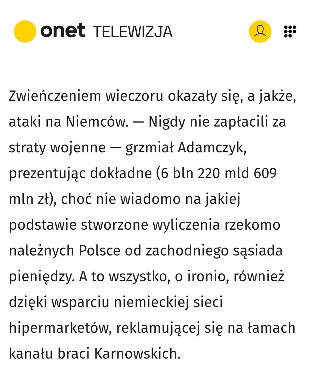 Mówienie o należnych reparacjach to "atak na Niemców"?