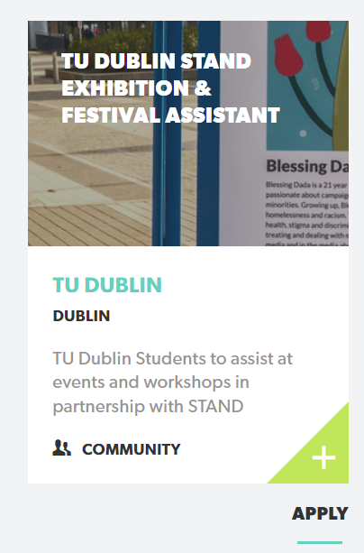 New Volunteer Project Alert! 🚨 We love posting our new volunteering opportunities. Check out this one for TU Dublin students to support the campus STAND Festival!  studentvolunteer.ie/view-all/tu-du… <a href="/stand_ie/">STΛND</a> #civicskills #studentvolunteer