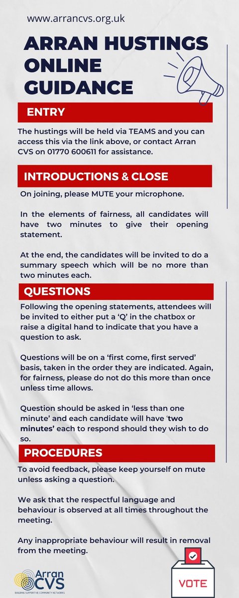 Friendly Reminder!  
Join us for the Arran Online Husting event on September 10th from 6:30pm to 8:30pm! Please see below for full instructions and join via the link: l.facebook.com/l.php?u=https%… Click here to join We look forward to seeing you!