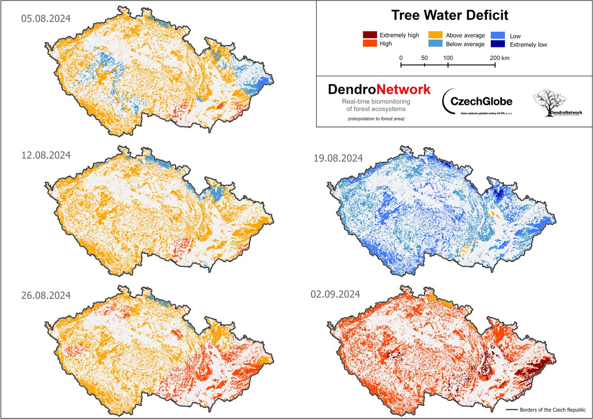 czechglobe_xylo's tweet photo. 🔥🌲 Extreme heat alert! As daily temperatures exceed 30°C, #DendroNetwork data shows our forests facing rapid desiccation. #DendroNetwork reveals alarming Tree Water Deficits, a direct measure of decreasing tree vitality amid this heatwave. 🌡️ #ForestHealth #Heatwave https://t.co/eqiqswdt4X
