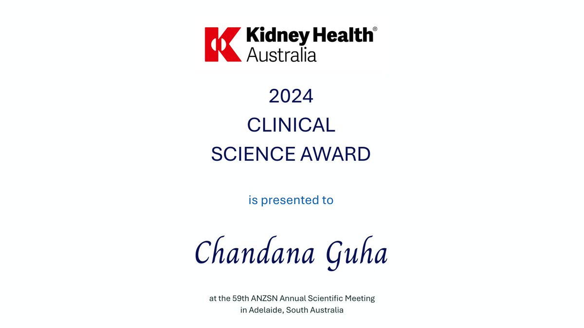 ANZSN (@anzsn) on Twitter photo Congratulations to Chandana Guha on being awarded the 2024 <a href="/KidneyHealth/">Kidney Health</a> Clinical Science Award at tonight's @ANZSNasm Gala Dinner Congratulations to Chandana Guha on being awarded the 2024 <a href="/KidneyHealth/">Kidney Health</a> Clinical Science Award at tonight's @ANZSNasm Gala Dinner